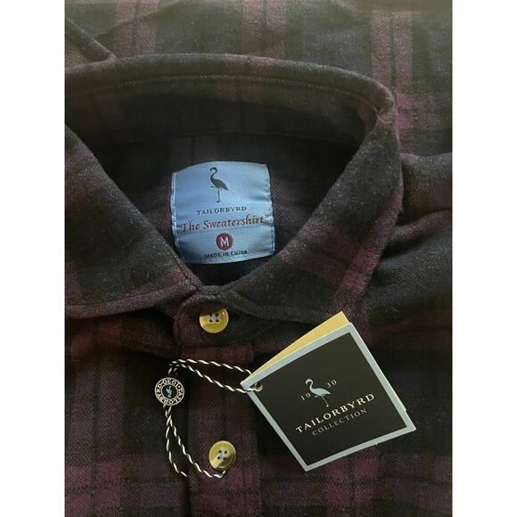 TailorByrd "The Sweatshirt" size Medium in color "Berry" Purple Plaid Lumberjack - Picture 6 of 16